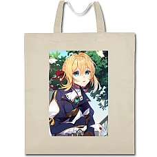 Eco bag with print Violet Evergarden Waiting - beige