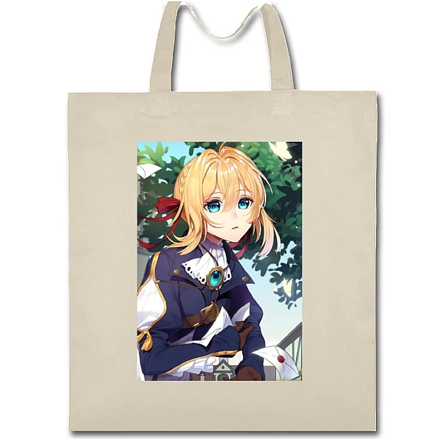 Eco bag with print Violet Evergarden Waiting - beige