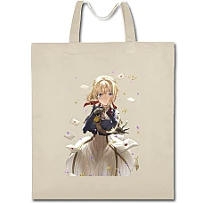 Eco bag with print Violet Evergarden Girl - beige