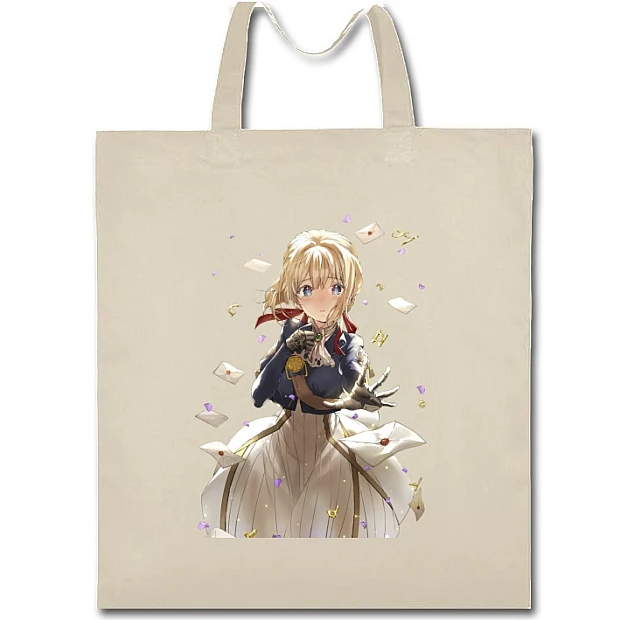 Eco bag with print Violet Evergarden Girl - beige