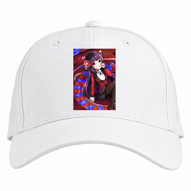 Baseball cap with Print Kakegurui Neko - white