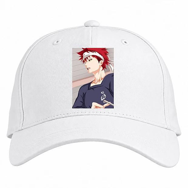 Baseball cap with Print Food Wars Shokugeki No Soma Art Soma - white