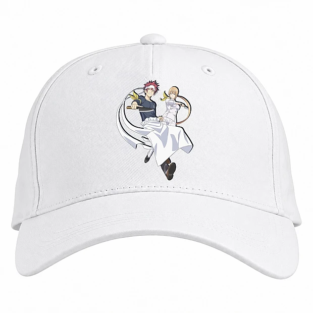 Baseball cap with Print Food Wars Shokugeki No Soma Fight - white