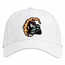 Baseball cap with Print Demon Slayer Kimetsu No Yaiba Tanjirou Kamado - white