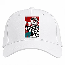 Baseball cap with Print Demon Slayer Kimetsu No Yaiba Tanjirou Kamado Art - white
