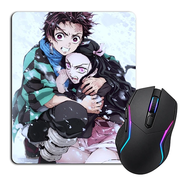 Mouse pad with print Demon Slayer Kimetsu No Yaiba Nezuko Kamado With Tanjirou