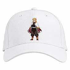 Baseball cap with Print Demon Slayer Kimetsu No Yaiba Kyojuro Rengoku - white