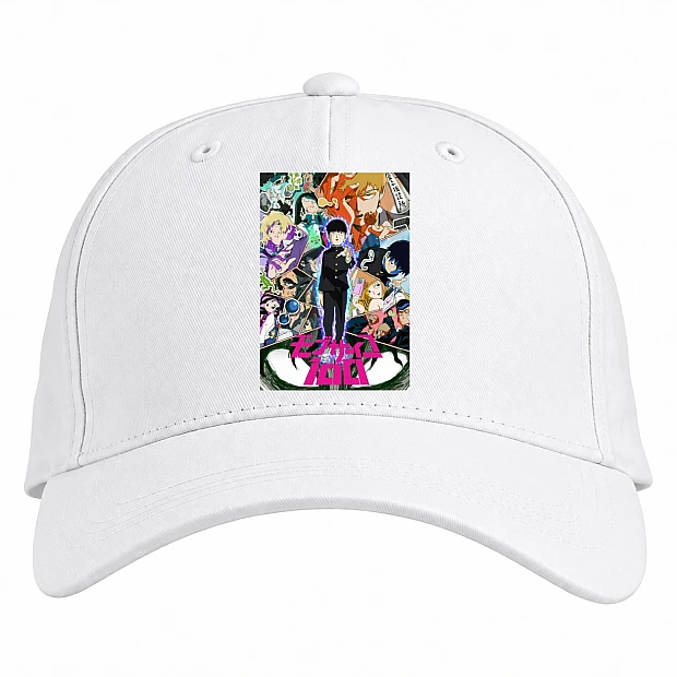Baseball cap with Print 100 Mob Psycho Theme - white