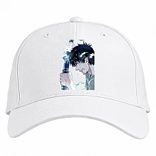 Baseball cap with Print Blue Exorcist Sword Print - white