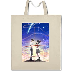 Eco bag with print Your Name Love Heroes - beige