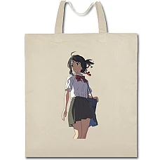 Eco bag with print Your Name Mitsuha Miyamizu - beige