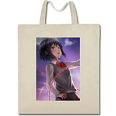Eco bag with print Your Name Mitsuha Miyamizu Hero - beige