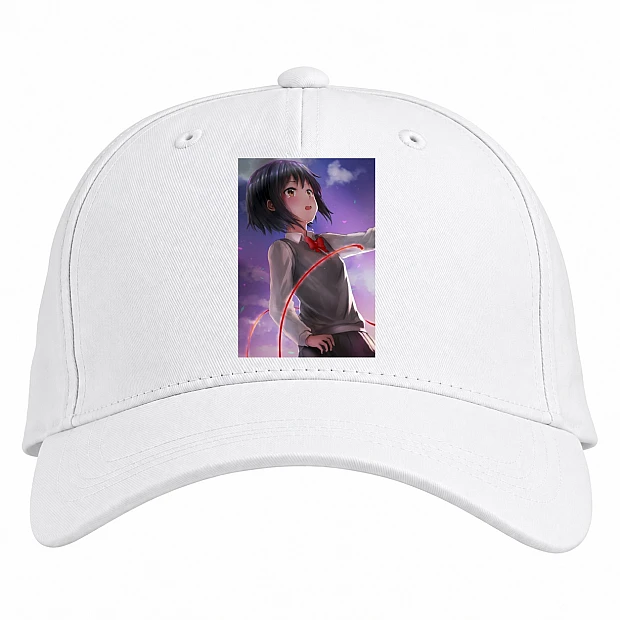 Baseball cap with Print Your Name Mitsuha Miyamizu Hero - white