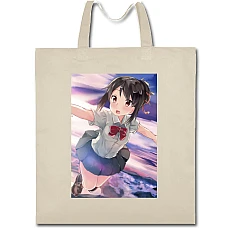 Eco bag with print Your Name Girl Mitsuha Miyamizu - beige