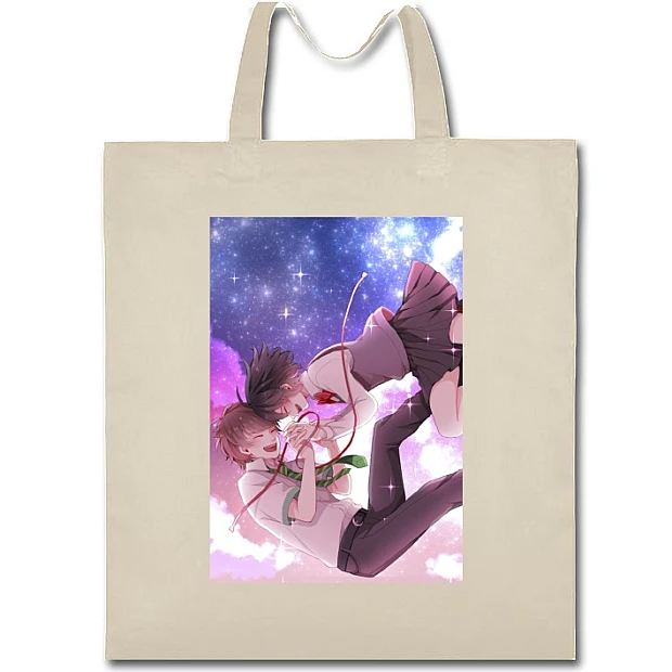 Eco bag with print Your Name Flying Heroes - beige
