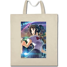 Eco bag with print Your Name Mitsuha - beige