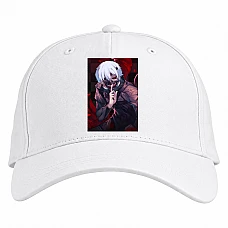 Baseball cap with Print Tokyo Ghoul Ken Kaneki Hero - white