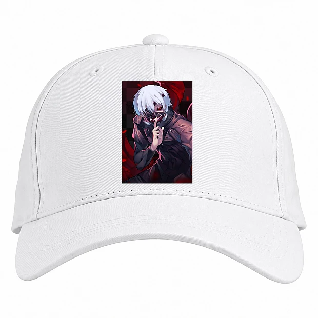 Baseball cap with Print Tokyo Ghoul Ken Kaneki Hero - white