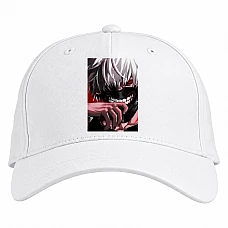 Baseball cap with Print Tokyo Ghoul Ken Kaneki Face - white