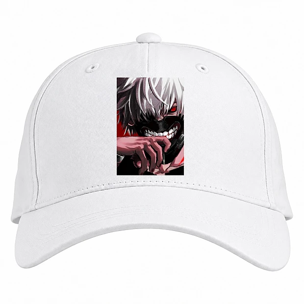 Baseball cap with Print Tokyo Ghoul Ken Kaneki Face - white