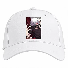 Baseball cap with Print Tokyo Ghoul Boy Ken Kaneki - white