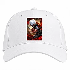 Baseball cap with Print Tokyo Ghoul Ken Kaneki Print - white