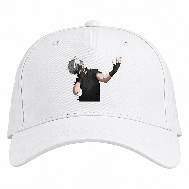 Baseball cap with Print Tokyo Ghoul Ken Kaneki Hero Print - white