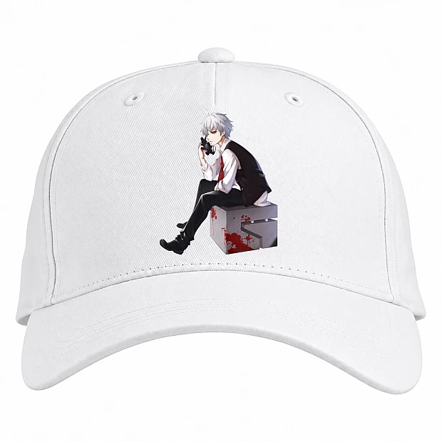 Baseball cap with Print Tokyo Ghoul Boy Hero - white