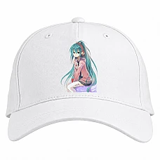 Baseball cap with Print Hatsune Miku Smiling - white