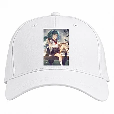 Baseball cap with Print Hatsune Miku With Cat - white