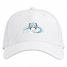Baseball cap with Print Hatsune Miku Face - white