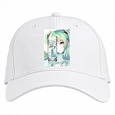 Baseball cap with Print Hatsune Miku Glass - white