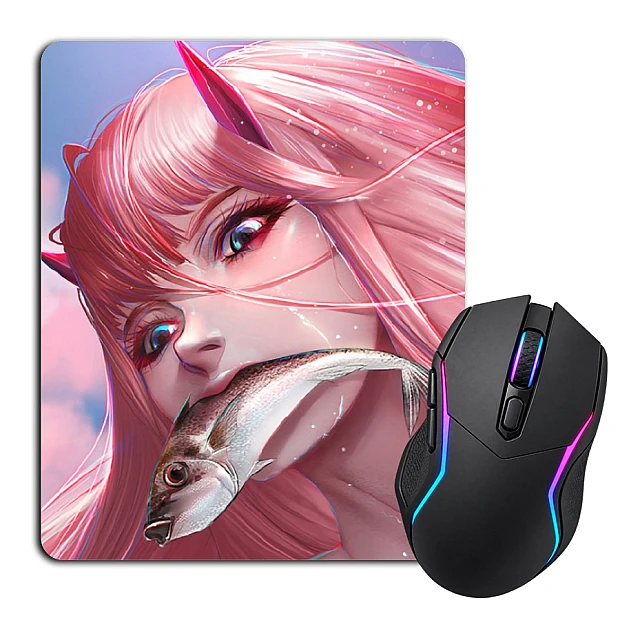 Mouse pad with print Darling In The Franxx Zero Two With Fish