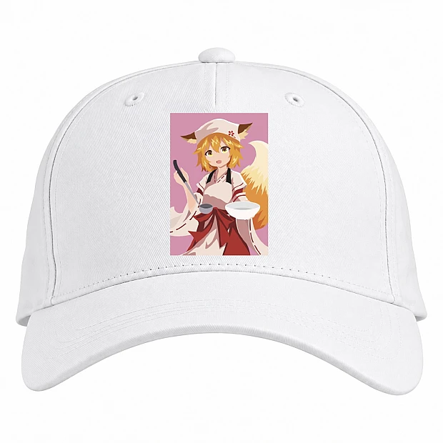 Baseball cap with Print Sewayaki Kitsune No Senko-San Print - white