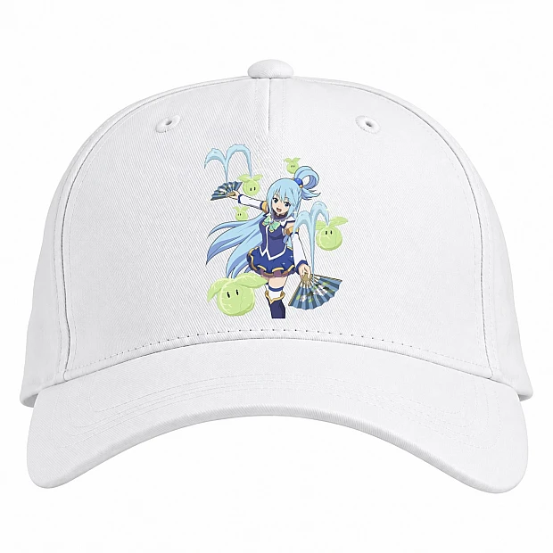 Baseball cap with Print Konosuba Gods Blessing On This Wonderful World Aqua Hero - white