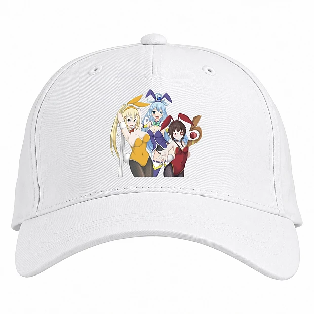Baseball cap with Print Konosuba Gods Blessing On This Wonderful World Girls Bunnies - white