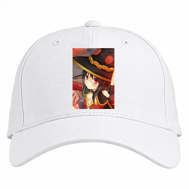 Baseball cap with Print Konosuba Gods Blessing On This Wonderful World Girl Megumin - white