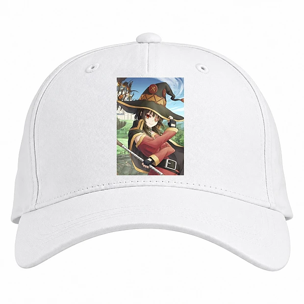 Baseball cap with Print Konosuba Gods Blessing On This Wonderful World Megumin Hero - white