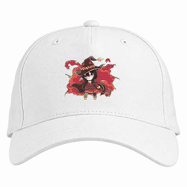 Baseball cap with Print Konosuba Gods Blessing On This Wonderful World Megumin Print - white