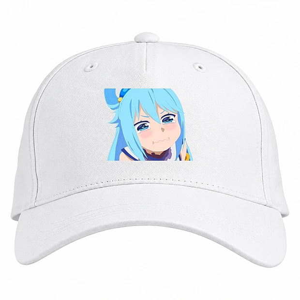 Baseball cap with Print Konosuba Gods Blessing On This Wonderful World Crying Aqua - white