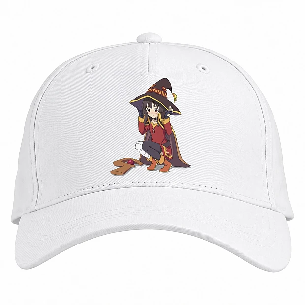 Baseball cap with Print Konosuba Gods Blessing On This Wonderful World Sad Megumin - white