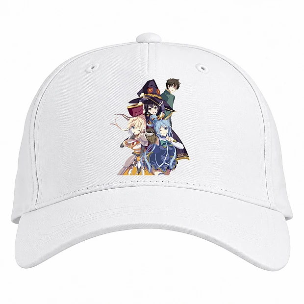 Baseball cap with Print Konosuba Gods Blessing On This Wonderful World Heroes - white