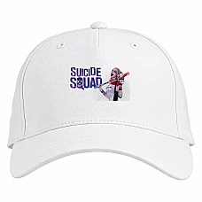 Baseball cap with Print Suicide Squad Logo Harley Quinn - white