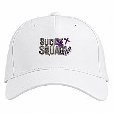 Baseball cap with Print Suicide Squad Logo With Heroes - white