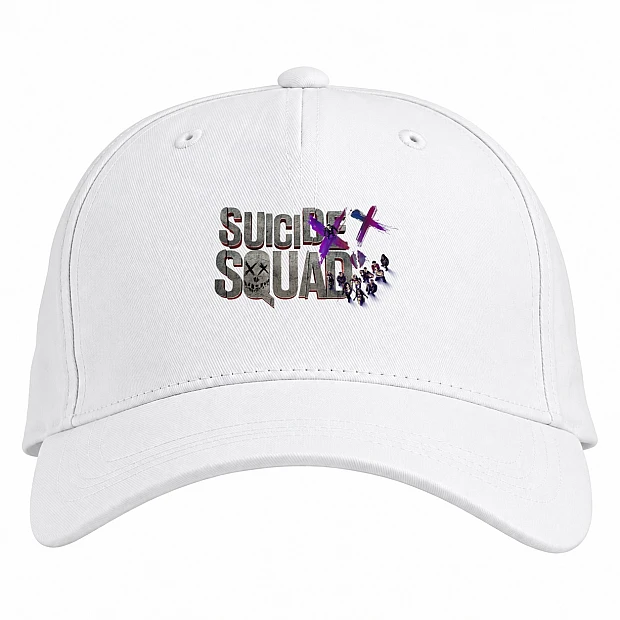Baseball cap with Print Suicide Squad Logo With Heroes - white
