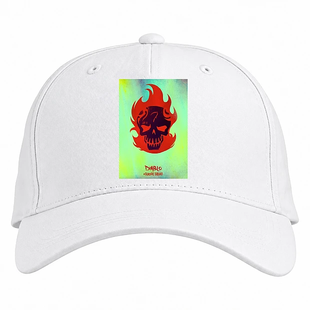 Baseball cap with Print Suicide Squad Diablo Art - white