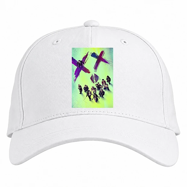 Baseball cap with Print Suicide Squad Main Heroes - white