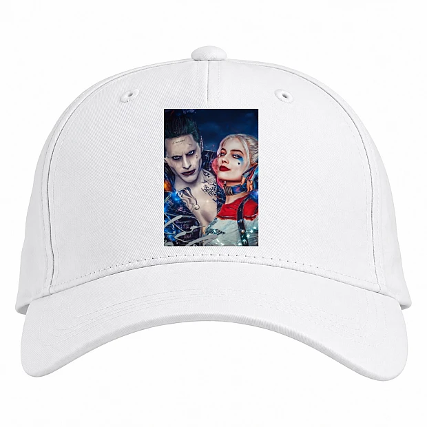 Baseball cap with Print Suicide Squad Harley Quinn With Joker - white