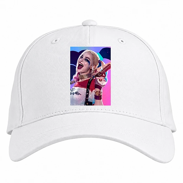 Baseball cap with Print Suicide Squad Happy Harley Quinn - white