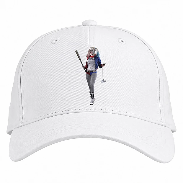 Baseball cap with Print Suicide Squad Harley Quinn Smiling - white